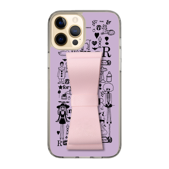 Slim Protection Case - STAND & RING RIBBON Sakura Pink［ Rune Naito - RUNE Girl Retro & Modern - Purple ］