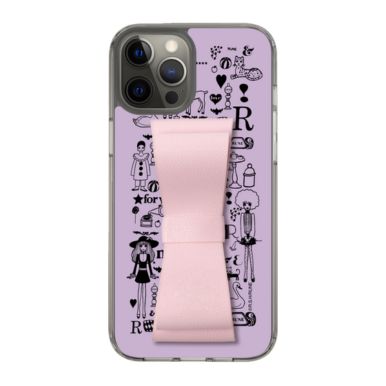 Slim Protection Case - STAND & RING RIBBON Sakura Pink［ Rune Naito - RUNE Girl Retro & Modern - Purple ］