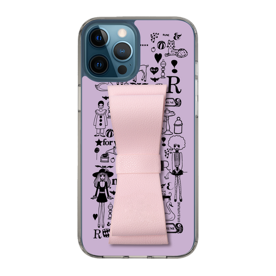 Slim Protection Case - STAND & RING RIBBON Sakura Pink［ Rune Naito - RUNE Girl Retro & Modern - Purple ］