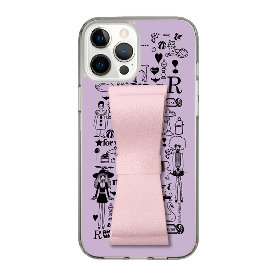 Slim Protection Case - STAND & RING RIBBON Sakura Pink［ Rune Naito - RUNE Girl Retro & Modern - Purple ］
