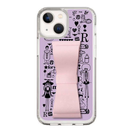 Slim Protection Case - STAND & RING RIBBON Sakura Pink［ Rune Naito - RUNE Girl Retro & Modern - Purple ］