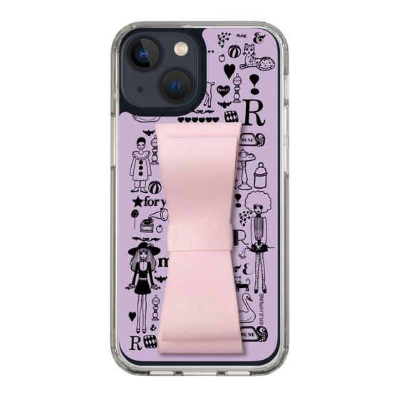 Slim Protection Case - STAND & RING RIBBON Sakura Pink［ Rune Naito - RUNE Girl Retro & Modern - Purple ］