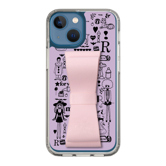 Slim Protection Case - STAND & RING RIBBON Sakura Pink［ Rune Naito - RUNE Girl Retro & Modern - Purple ］