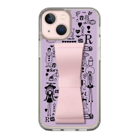 Slim Protection Case - STAND & RING RIBBON Sakura Pink［ Rune Naito - RUNE Girl Retro & Modern - Purple ］