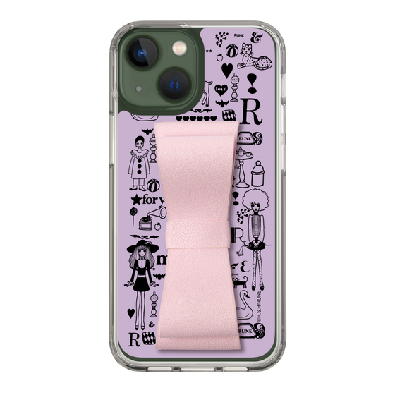 Slim Protection Case - STAND & RING RIBBON Sakura Pink［ Rune Naito - RUNE Girl Retro & Modern - Purple ］