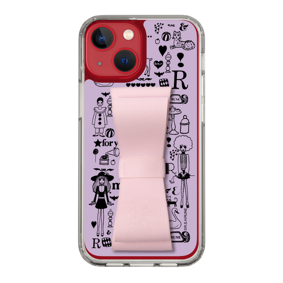 Slim Protection Case - STAND & RING RIBBON Sakura Pink［ Rune Naito - RUNE Girl Retro & Modern - Purple ］