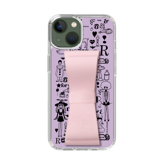 Slim Protection Case - STAND & RING RIBBON Sakura Pink［ Rune Naito - RUNE Girl Retro & Modern - Purple ］