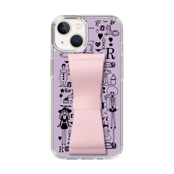 Slim Protection Case - STAND & RING RIBBON Sakura Pink［ Rune Naito - RUNE Girl Retro & Modern - Purple ］