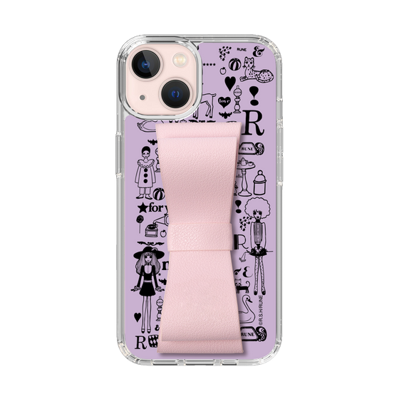 Slim Protection Case - STAND & RING RIBBON Sakura Pink［ Rune Naito - RUNE Girl Retro & Modern - Purple ］