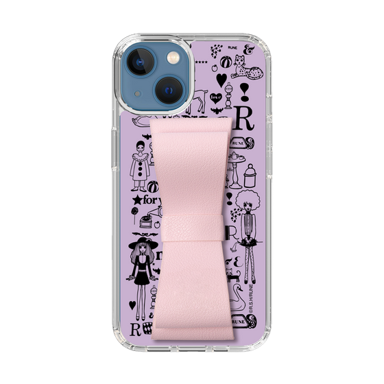 Slim Protection Case - STAND & RING RIBBON Sakura Pink［ Rune Naito - RUNE Girl Retro & Modern - Purple ］