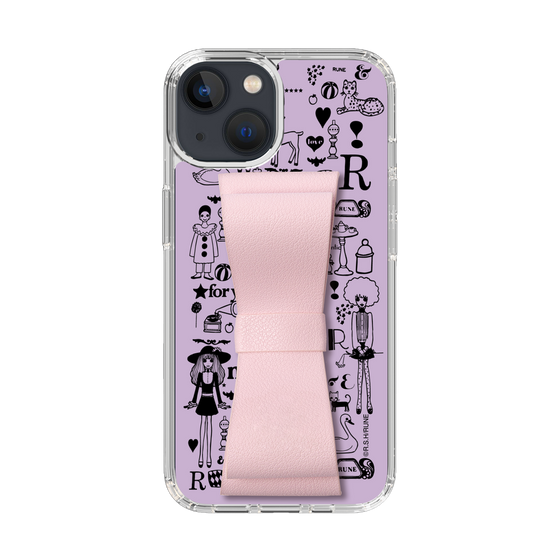 Slim Protection Case - STAND & RING RIBBON Sakura Pink［ Rune Naito - RUNE Girl Retro & Modern - Purple ］