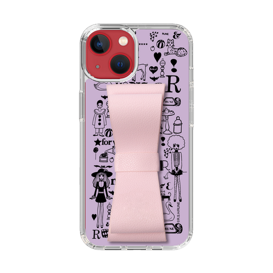 Slim Protection Case - STAND & RING RIBBON Sakura Pink［ Rune Naito - RUNE Girl Retro & Modern - Purple ］