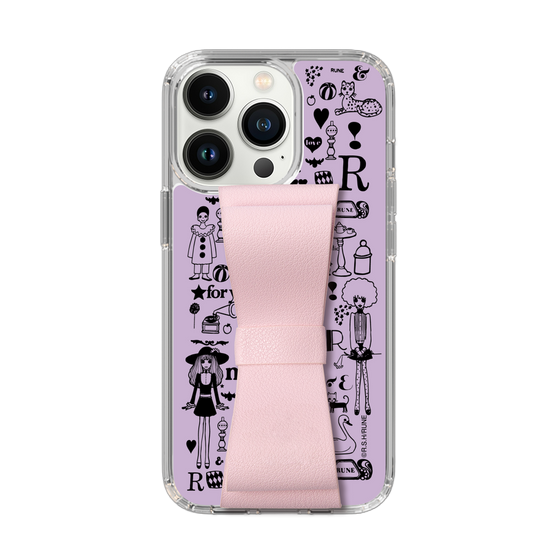 Slim Protection Case - STAND & RING RIBBON Sakura Pink［ Rune Naito - RUNE Girl Retro & Modern - Purple ］