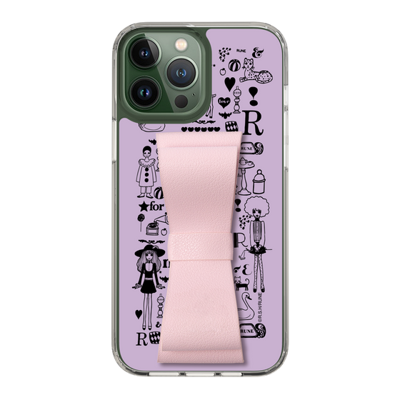 Slim Protection Case - STAND & RING RIBBON Sakura Pink［ Rune Naito - RUNE Girl Retro & Modern - Purple ］