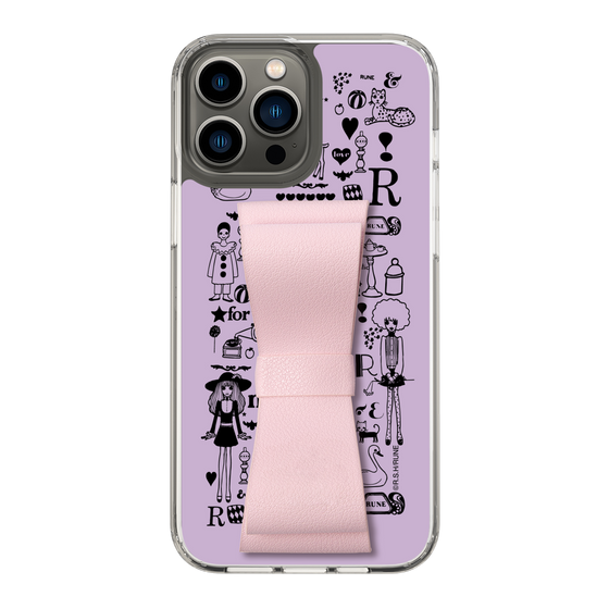 Slim Protection Case - STAND & RING RIBBON Sakura Pink［ Rune Naito - RUNE Girl Retro & Modern - Purple ］