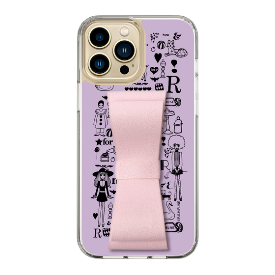 Slim Protection Case - STAND & RING RIBBON Sakura Pink［ Rune Naito - RUNE Girl Retro & Modern - Purple ］