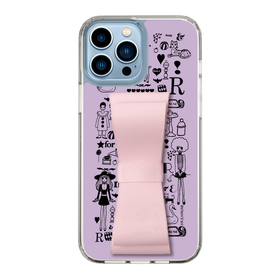 Slim Protection Case - STAND & RING RIBBON Sakura Pink［ Rune Naito - RUNE Girl Retro & Modern - Purple ］