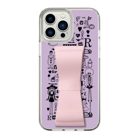 Slim Protection Case - STAND & RING RIBBON Sakura Pink［ Rune Naito - RUNE Girl Retro & Modern - Purple ］