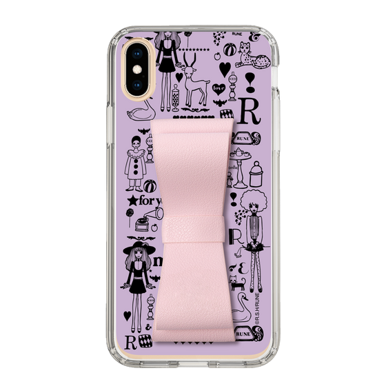 Slim Protection Case - STAND & RING RIBBON Sakura Pink［ Rune Naito - RUNE Girl Retro & Modern - Purple ］