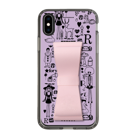 Slim Protection Case - STAND & RING RIBBON Sakura Pink［ Rune Naito - RUNE Girl Retro & Modern - Purple ］