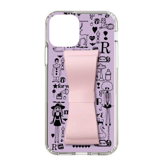 Slim Protection Case - STAND & RING RIBBON Sakura Pink［ Rune Naito - RUNE Girl Retro & Modern - Purple ］