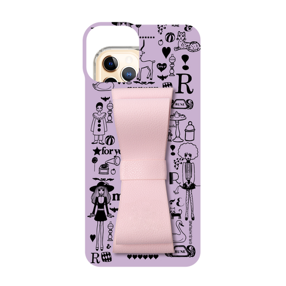 Slim Protection Case - STAND & RING RIBBON Sakura Pink［ Rune Naito - RUNE Girl Retro & Modern - Purple ］