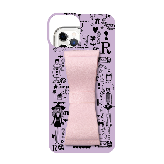 Slim Protection Case - STAND & RING RIBBON Sakura Pink［ Rune Naito - RUNE Girl Retro & Modern - Purple ］