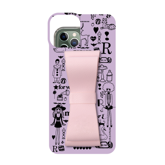 Slim Protection Case - STAND & RING RIBBON Sakura Pink［ Rune Naito - RUNE Girl Retro & Modern - Purple ］