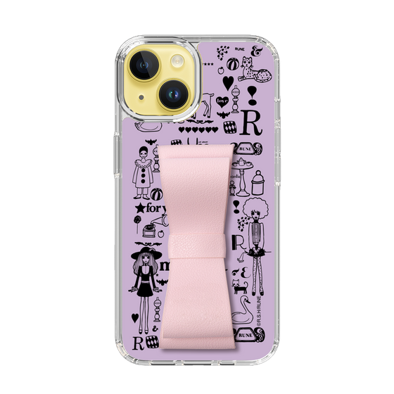 Slim Protection Case - STAND & RING RIBBON Sakura Pink［ Rune Naito - RUNE Girl Retro & Modern - Purple ］