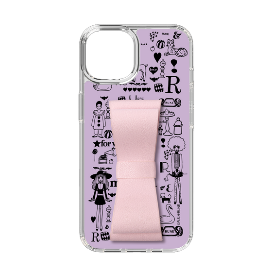 Slim Protection Case - STAND & RING RIBBON Sakura Pink［ Rune Naito - RUNE Girl Retro & Modern - Purple ］