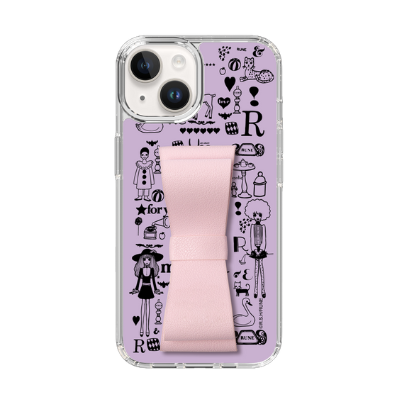 Slim Protection Case - STAND & RING RIBBON Sakura Pink［ Rune Naito - RUNE Girl Retro & Modern - Purple ］