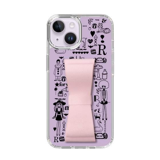 Slim Protection Case - STAND & RING RIBBON Sakura Pink［ Rune Naito - RUNE Girl Retro & Modern - Purple ］