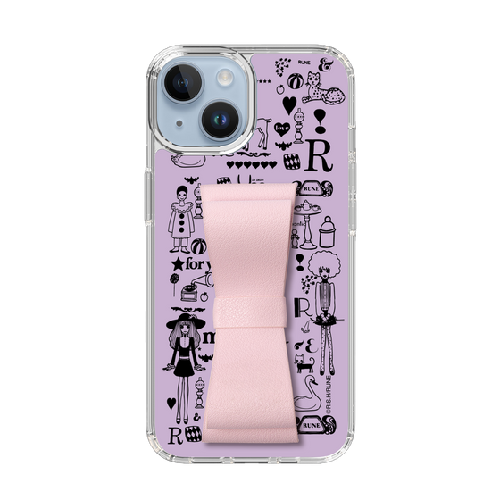 Slim Protection Case - STAND & RING RIBBON Sakura Pink［ Rune Naito - RUNE Girl Retro & Modern - Purple ］