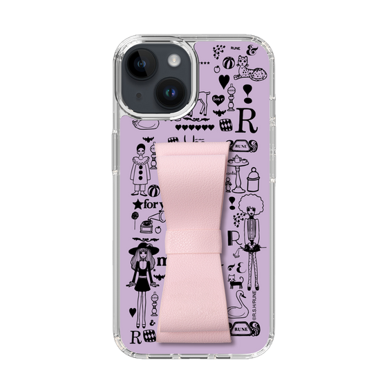 Slim Protection Case - STAND & RING RIBBON Sakura Pink［ Rune Naito - RUNE Girl Retro & Modern - Purple ］