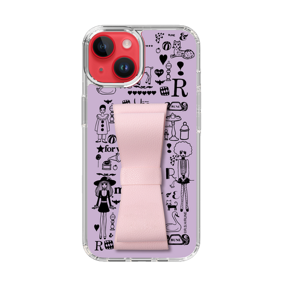 Slim Protection Case - STAND & RING RIBBON Sakura Pink［ Rune Naito - RUNE Girl Retro & Modern - Purple ］