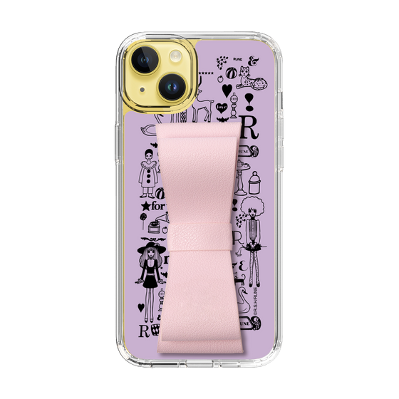 Slim Protection Case - STAND & RING RIBBON Sakura Pink［ Rune Naito - RUNE Girl Retro & Modern - Purple ］