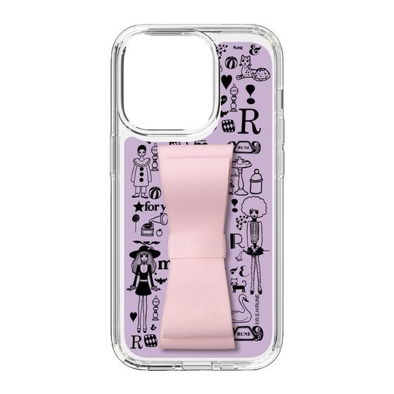 Slim Protection Case - STAND & RING RIBBON Sakura Pink［ Rune Naito - RUNE Girl Retro & Modern - Purple ］