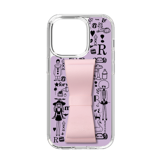 Slim Protection Case - STAND & RING RIBBON Sakura Pink［ Rune Naito - RUNE Girl Retro & Modern - Purple ］