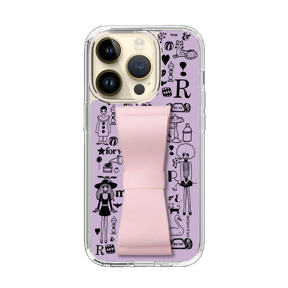 Slim Protection Case - STAND & RING RIBBON Sakura Pink［ Rune Naito - RUNE Girl Retro & Modern - Purple ］