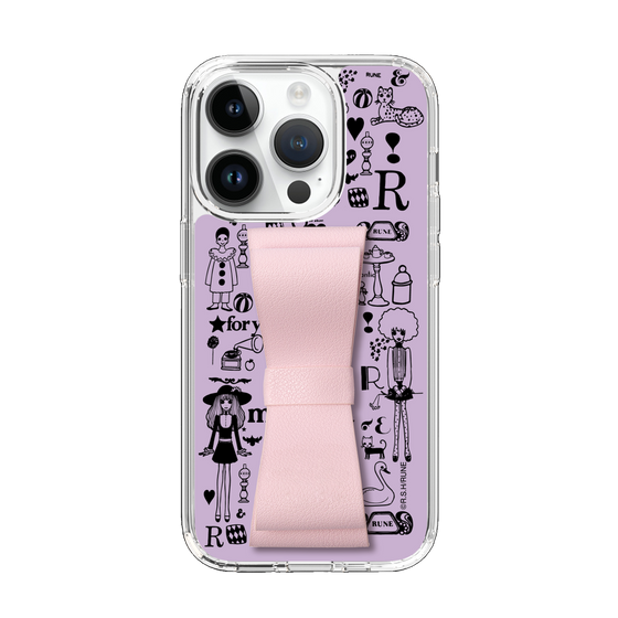 Slim Protection Case - STAND & RING RIBBON Sakura Pink［ Rune Naito - RUNE Girl Retro & Modern - Purple ］