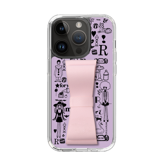 Slim Protection Case - STAND & RING RIBBON Sakura Pink［ Rune Naito - RUNE Girl Retro & Modern - Purple ］