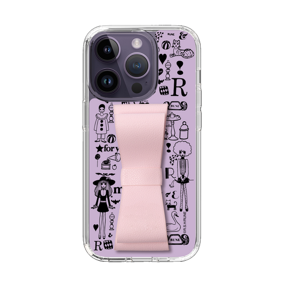 Slim Protection Case - STAND & RING RIBBON Sakura Pink［ Rune Naito - RUNE Girl Retro & Modern - Purple ］