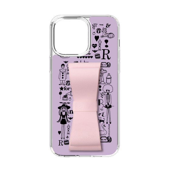 Slim Protection Case - STAND & RING RIBBON Sakura Pink［ Rune Naito - RUNE Girl Retro & Modern - Purple ］