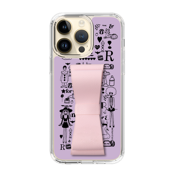 Slim Protection Case - STAND & RING RIBBON Sakura Pink［ Rune Naito - RUNE Girl Retro & Modern - Purple ］