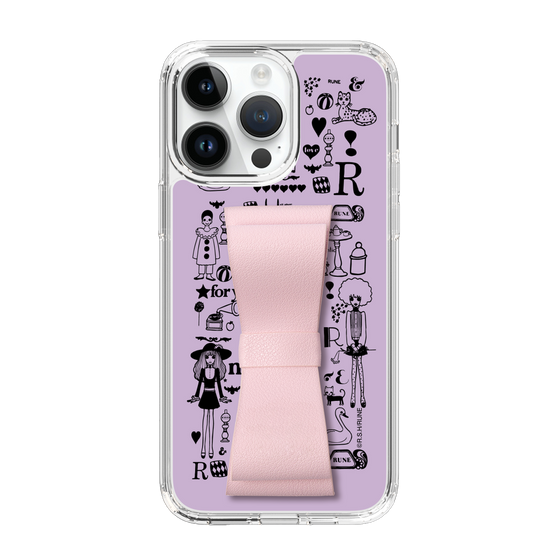 Slim Protection Case - STAND & RING RIBBON Sakura Pink［ Rune Naito - RUNE Girl Retro & Modern - Purple ］