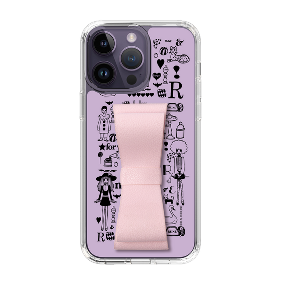 Slim Protection Case - STAND & RING RIBBON Sakura Pink［ Rune Naito - RUNE Girl Retro & Modern - Purple ］