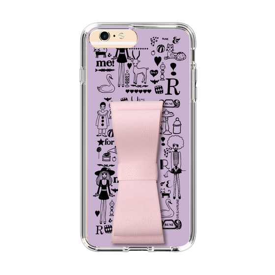 Slim Protection Case - STAND & RING RIBBON Sakura Pink［ Rune Naito - RUNE Girl Retro & Modern - Purple ］