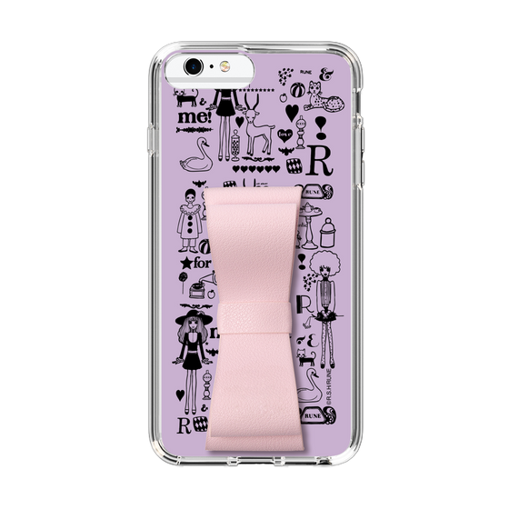 Slim Protection Case - STAND & RING RIBBON Sakura Pink［ Rune Naito - RUNE Girl Retro & Modern - Purple ］