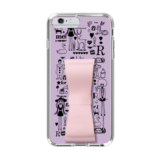 Slim Protection Case - STAND & RING RIBBON Sakura Pink［ Rune Naito - RUNE Girl Retro & Modern - Purple ］