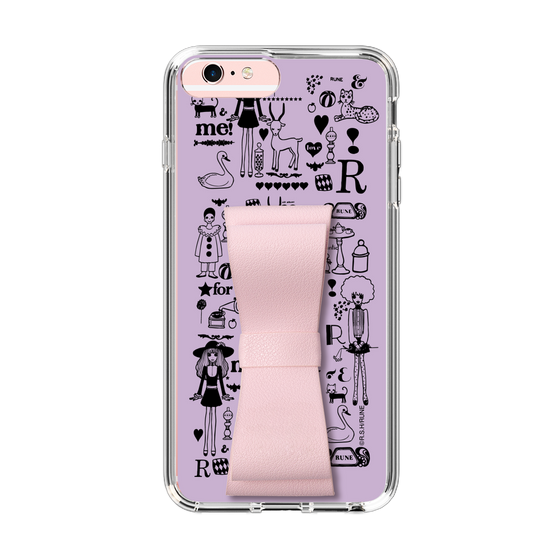 Slim Protection Case - STAND & RING RIBBON Sakura Pink［ Rune Naito - RUNE Girl Retro & Modern - Purple ］